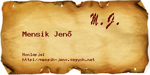 Mensik Jenő névjegykártya